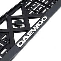 Рамка номера DAEWOO "защіпка" 3D напис Хромований (Поліпроп./гнучкий морозостійкий)