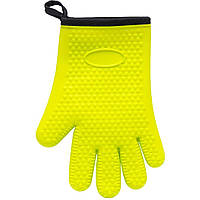 Термостойкая силиконовая рукавица 29х20 см FY-0550 Желтая