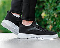 Чорні чоловічі кросівки лакоста демісезон Lacoste - Black White Salex