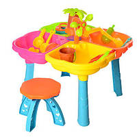 Детский игровой набор для песочницы 9810 Игровой столик со стульчиком и игровыми аксессуарами