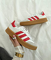 Женские кроссовки Adidas Samba XLG White Red бело-красные