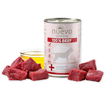 Блок консервованого корму для собак із чутливим травленням із яловичиною Nuevo Sensitive 6*400 г