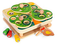 Детский развивающий центр-игрушка MD 1788 Деревянная магнитная игра с червячками и сменными карточками