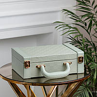 Lugi Шкатулка органайзер для украшений бижутерии прямоугольная 27 х 18.5 х 9 с зеркальцем чемодан экокожа