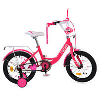 Детский двухколесный велосипед 16 дюймов с звонком и зеркалом Profi PRINCES MB 16042-1 Малиновый