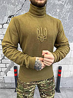 Гольф флісовий військовий койот з Гербом,тактичний светр для військових ЗСУ з Тризубцем