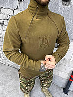 Гольф флісовий військовий койот з Гербом,тактичний светр для військових ЗСУ з Тризубцем