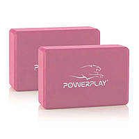 Блоки для йоги Yoga Brick PowerPlay PP_4006_Pink_2in, EVA, Рожеві, 2 шт., Lala.in.ua