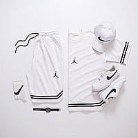Мужской спортивный комплект белый Jordan шорты и футболка джордан Salex Чоловічий спортивний комплект білий