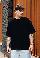 Футболка Staff black oversize черная мужская однотонная оверсайз Salex Футболка Staff black oversize чорна