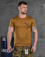 Тактична потоотводящая футболка койот, армійська чоловіча військова футболка з принтом