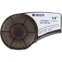 Стрічка для принтера етикеток Brady поліестер, 6.35 mm/6.4m. Чорний на Білому (M21-250-423)