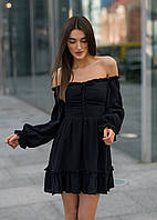 Платье Staff черное короткое очень крутое для девушки стаф Salex Сукня Staff чорна коротка дуже крута для