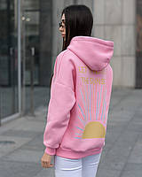 Женские розовые худи на флисе Staff sunset oversize fleece Salex Жіноче рожеве худі на флісі Staff sunset