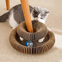 Когтеточка-лежанка для котов с мячиком / Картонная когтеточка для кошки / Интерактивная дряпка для кота