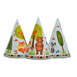 Ковпак святковий "Лісові звірі" Party 7003-0017, 15см, в упаковці 20 шт, World-of-Toys
