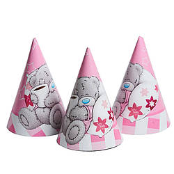 Ковпак святковий "Ведмедик" рожевий Party 7003-0025, 15см, в упаковці 20 шт, World-of-Toys