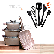 Набір посуду зі сковородою з гранітним покриттям Top Kitchen TK000103 7 предметів для індукційної плити