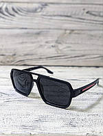 Солнцезащитные очки мужские, черные, в пластиковой матовой оправе ( без бренда )