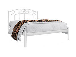 Ліжко металеве з буковими ламелями Монро Метал-Дизайн Білий оксамит