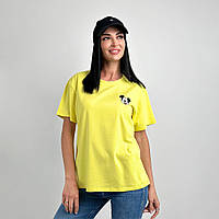 Женская футболка с принтом Микки Маус, прямой крой, кулирка хлопок, повседневная, Casual | Норма и батал