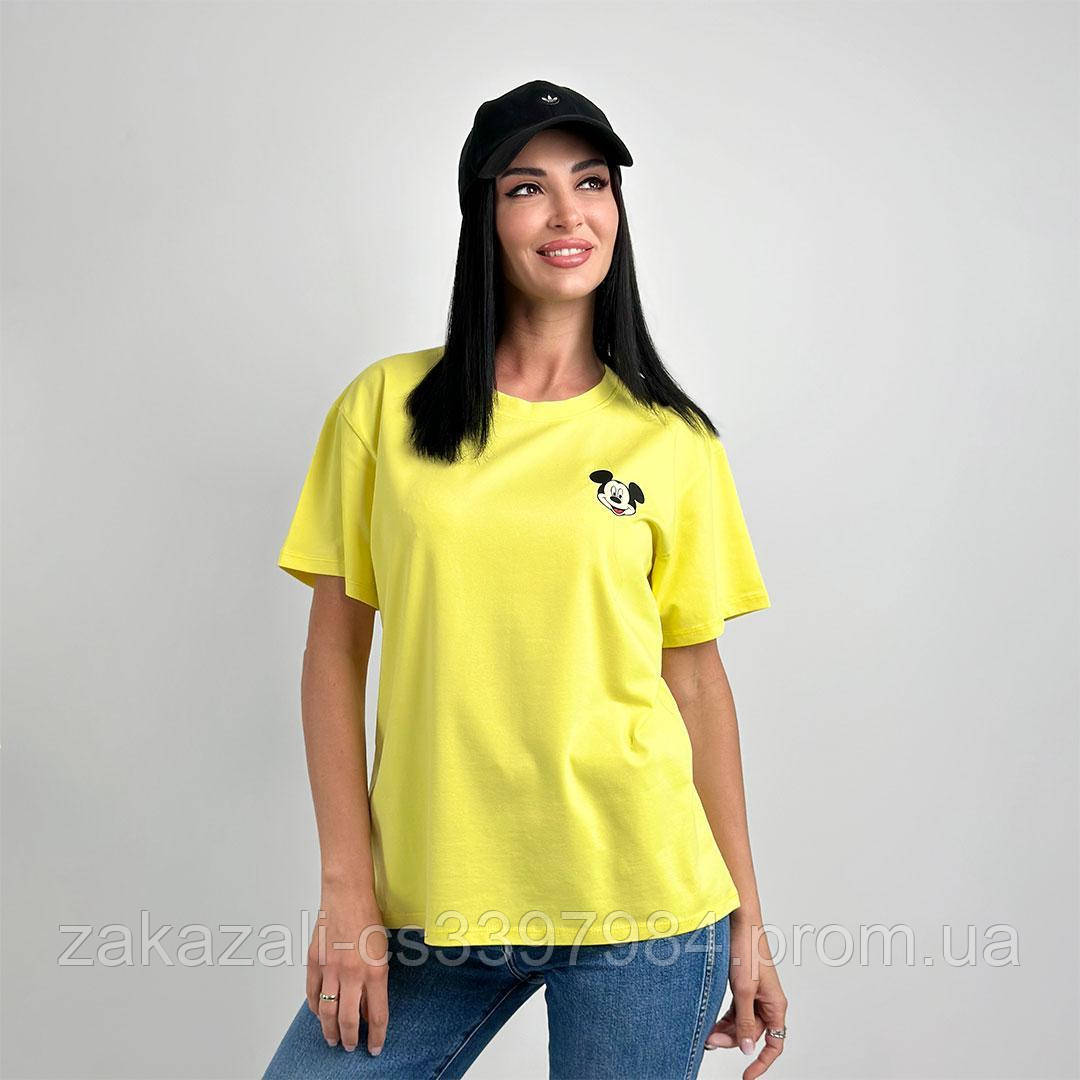 Жіноча футболка з принтом Міккі Маус, прямий крій, кулірка бавовна, повсякденна, Casual | Норма та батал, фото 1