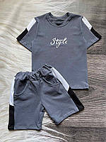 Дитячий набір комплект костюм на літо для хлопчика 116-122 футболка і шорти бавовна