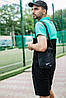 Комплект Nike КЕПКА + поло бірюзово-чорний та шорти + Барсетка, фото 4