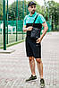 Комплект Nike КЕПКА + поло бірюзово-чорний та шорти + Барсетка, фото 6