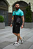 Комплект Nike поло бірюзово-чорний та шорти +Барсетка, фото 7