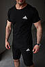 Комплект Adidas футболка чорна + шорти, фото 2