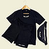 Комплект Palm Angels чорна футболка + шорти + бананка, фото 4