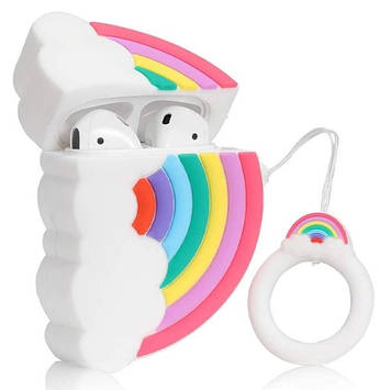 Чохол для AirPods 2/1 series - Веселка 3D, силіконовий