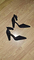 Женские черные босоножки туфли под замш. размер 42