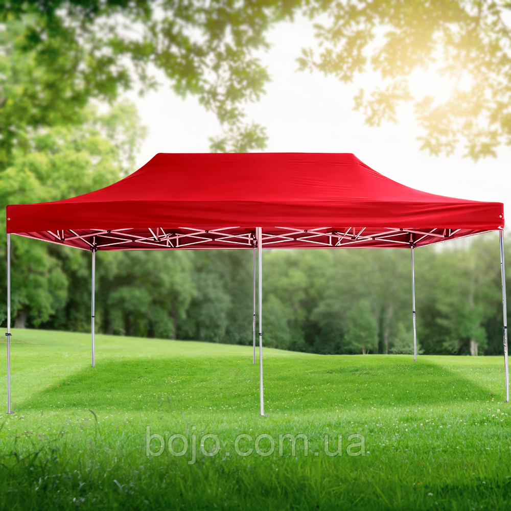 Розсувний шатер 3*6 м посилений, білий каркас, Червоний