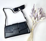 Трендова жіноча чорна сумка на плече зі шкіри (великий клатч), фото 7