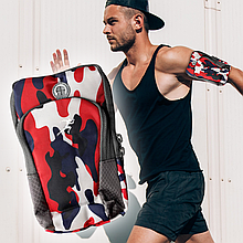 Сумка-чохол на руку для бігу з двома відділеннями, Камуфляж червоний (GAZ)