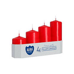 Набір свічок циліндр Aura Candles Bispol SW50_4_030 Червоні 4 шт, World-of-Toys