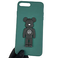 Чехол для Apple iPhone 8 Plus детский с мишкой на айфон 8 плюс тёмно-зелёный
