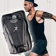 Сумка-чохол на руку для бігу з двома відділеннями, Сіро-чорний (GAZ)