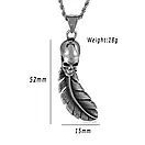 Чоловічий кулон підвіска з ланцюжком WS на шию зі сталі з черепом і крилом, фото 8