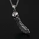 Чоловічий кулон підвіска з ланцюжком WS на шию зі сталі з черепом і крилом, фото 6