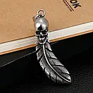 Чоловічий кулон підвіска з ланцюжком WS на шию зі сталі з черепом і крилом, фото 3