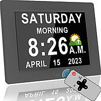 Véfaîî Цифровые часы с датой и временем, 20 настраиваемых будильника,несокращенные часы для людей с деменцией