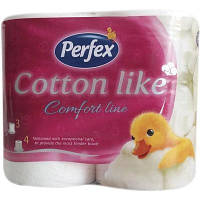 Папір туалетний Perfex Cotton Like Comfort Line 3 шари 4 рулони (8606108597262)