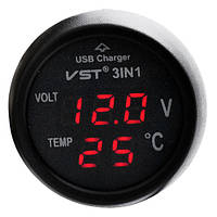 Автомобільний термометр вольтметр USB VST 706-1