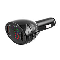 Термометр-вольтметр VST 708-4, зелено-червоні цифри, +2 USB