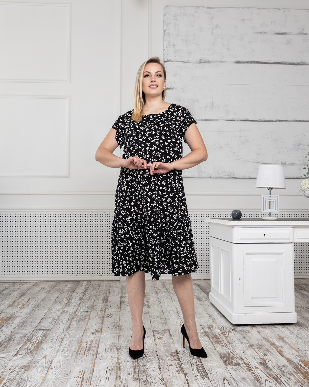 Плаття жіноче Яна чорно-біле, фото 1