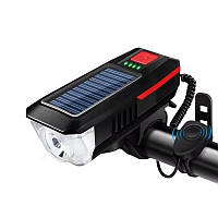 Велосипедная фара со звонком на солнечной батарее YAJIAPLUS LY-17 Black/Red