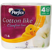 Папір туалетний Perfex Cotton Like Comfort Line 4 шари 4 рулони (8606108597934)